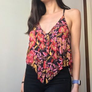 Ecoté Floral Breezy Open Back Top